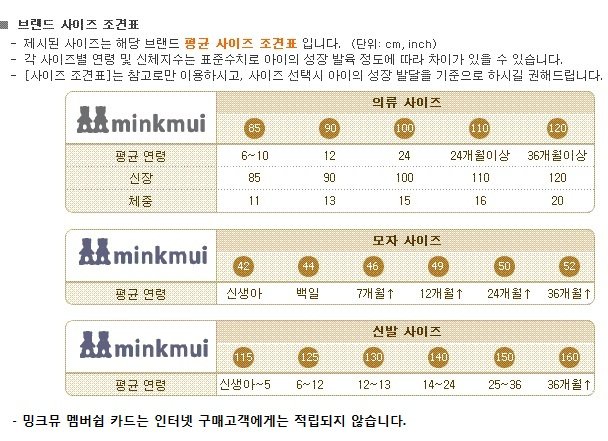 밍크뮤 사이즈표