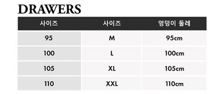 사이즈조견표