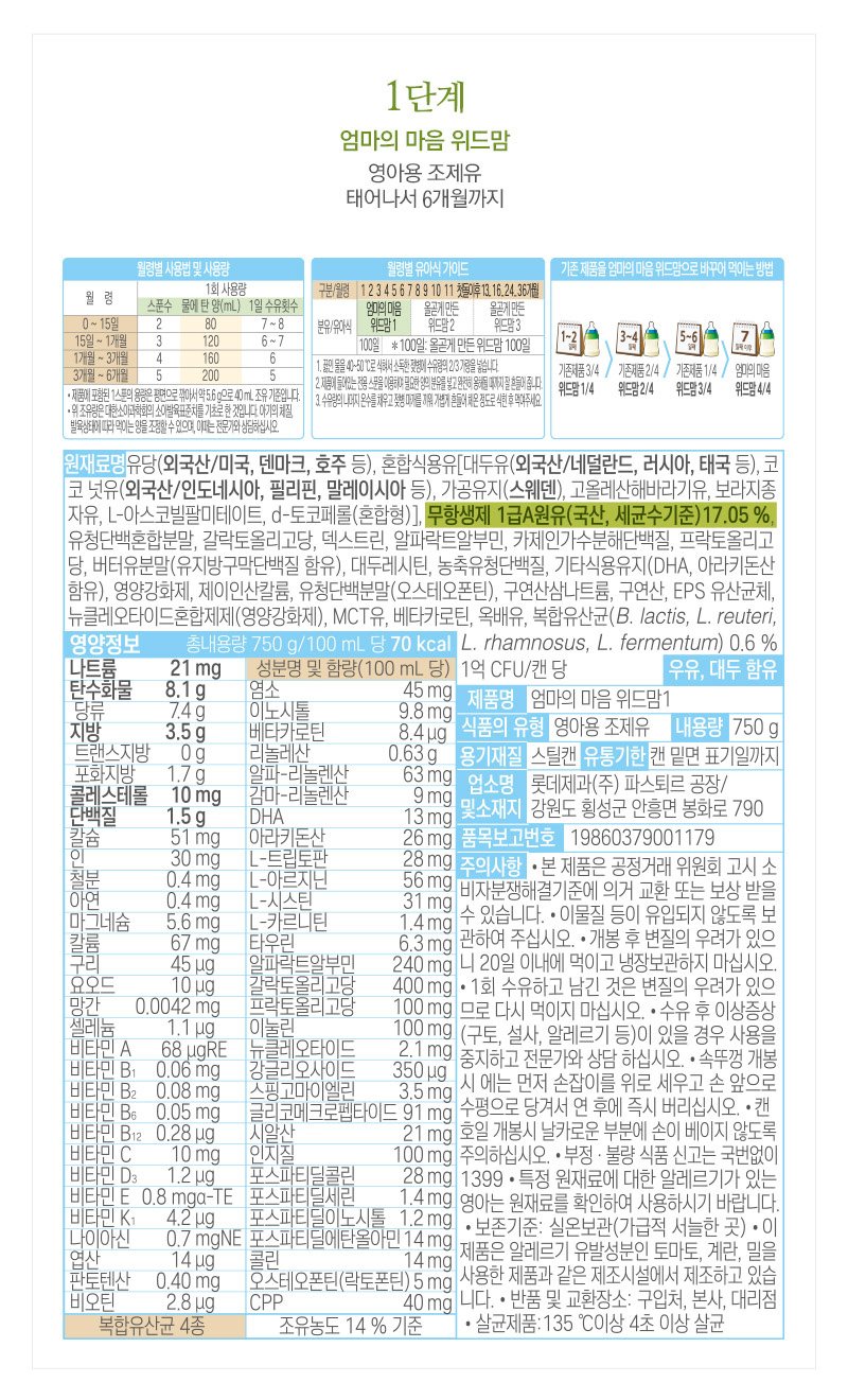 파스퇴르 업그레이드 위드맘 1단계 750g