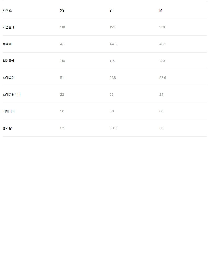 사이즈표