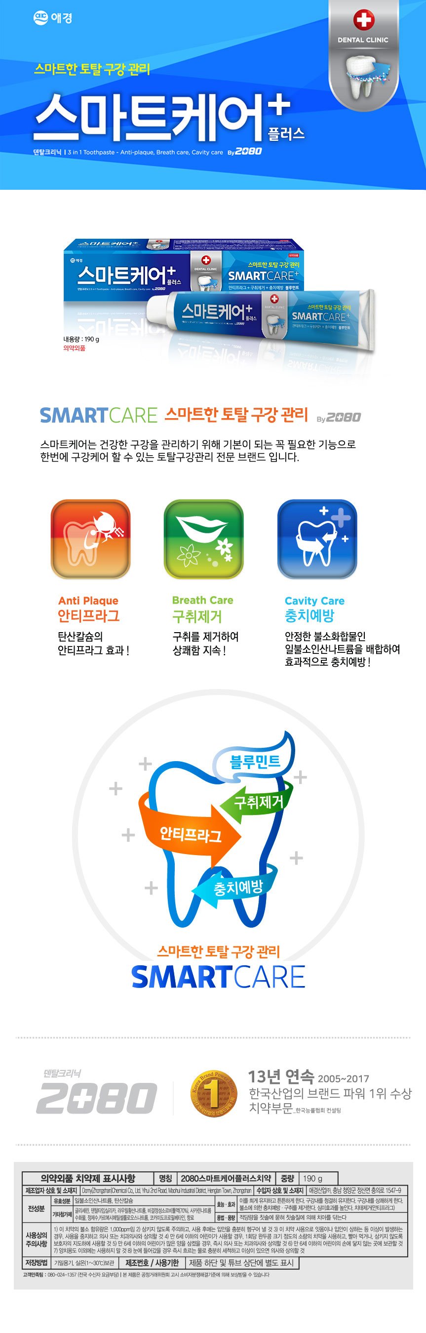 스마트케어 플러스 치약 상세페이지