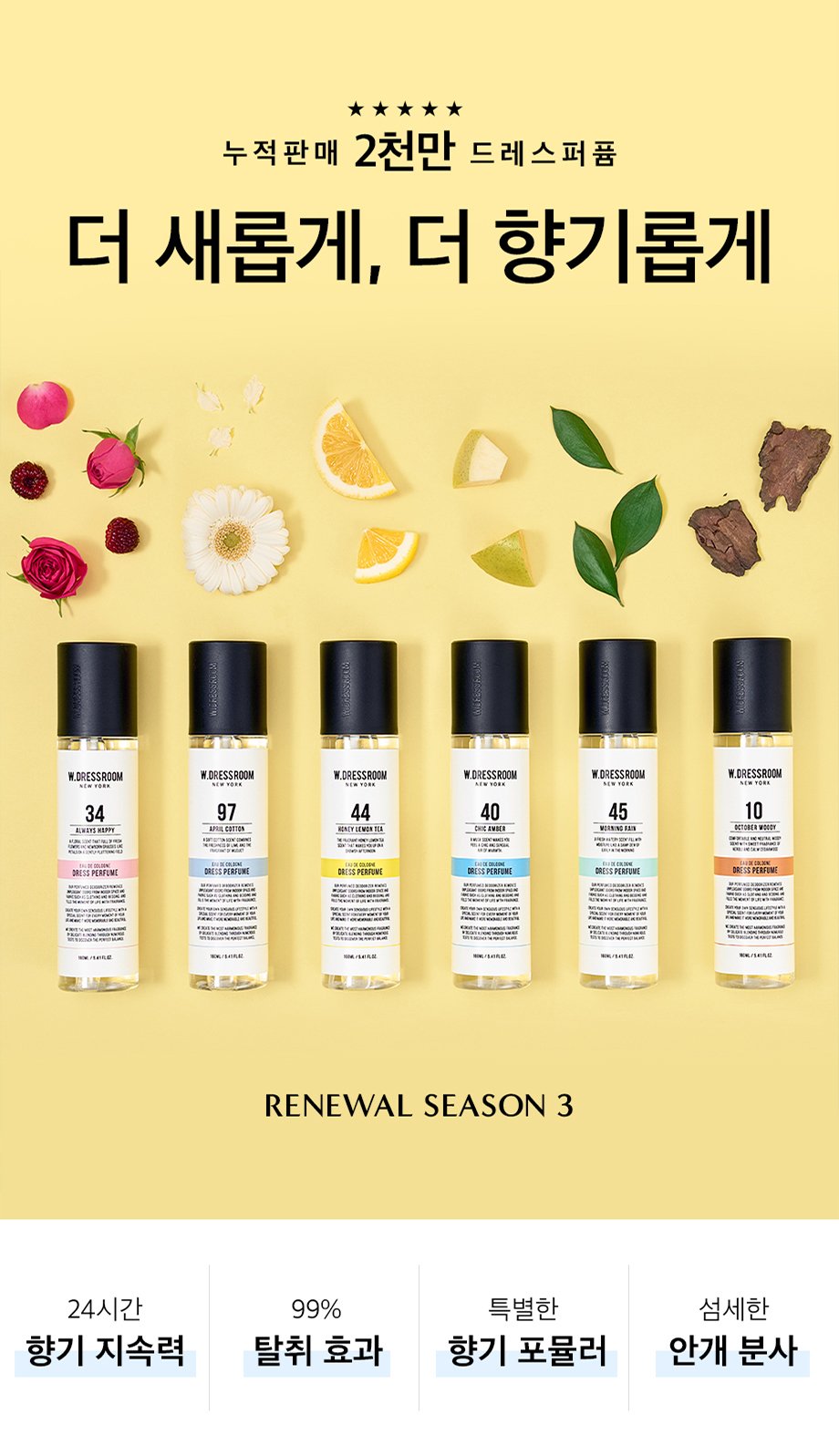 [더블유드레스룸]누적판매 2천만! [1+1] 드레스퍼퓸 160ml (12종 택 2) 섬유 향수 탈취 방향 룸 스프레이 리빙 [W CONCEPT]
