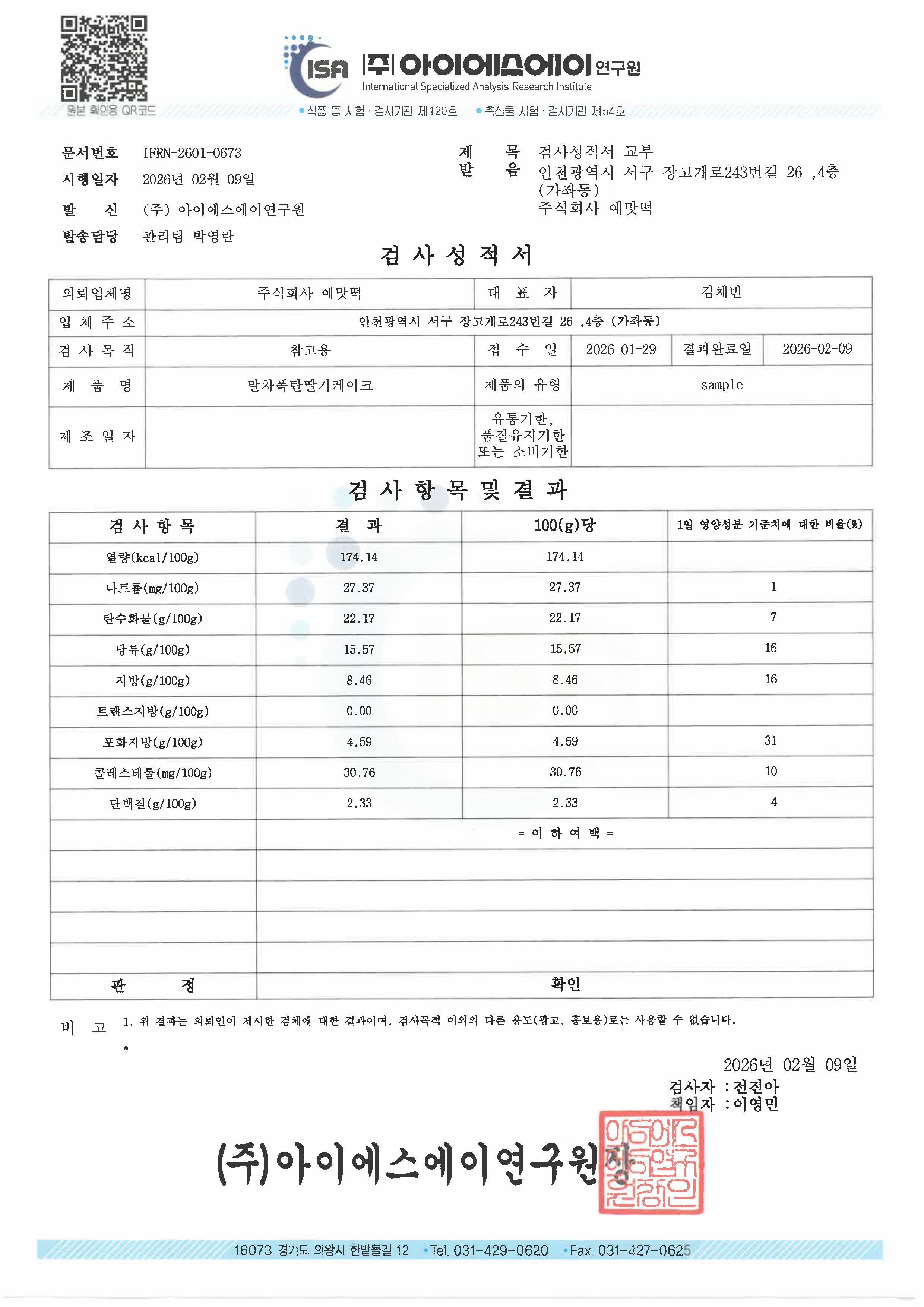 영양분석표